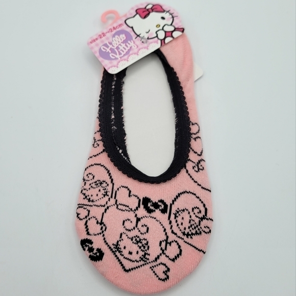 Sanrio Hello Kitty Pink Black Heart Socks - Picture 5 of 5
